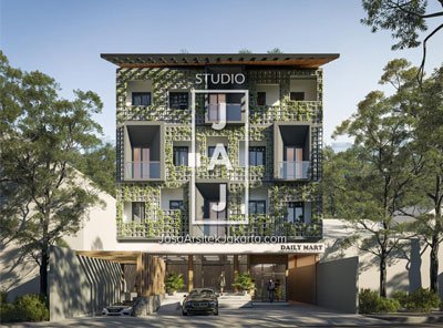 Desain Mini Apartment 4 Lantai 1.652m2 Style Kontemporer 30 kamar di Jakarta Selatan