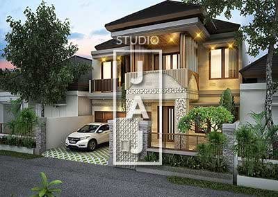Desain Rumah 2 Lantai Luas Bangunan 350m2 style Bali Modern Bp Wayan Jakarta