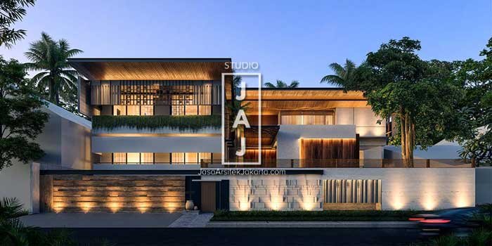 Desain Rumah Mewah 2 Lantai 10 Kamar Tidur bergaya Kontemporer di Jakarta