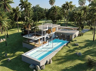 Desain Rumah Modern Style luas 560 m2 di Pangandaran Jawa Barat