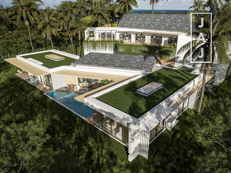 Desain Villa dan Resto Tropical Ustad Solmed di Bogor